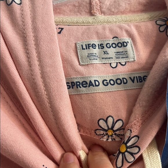 Life Is Good Pink Floral Women's Hoodie - Picture 8 of 9